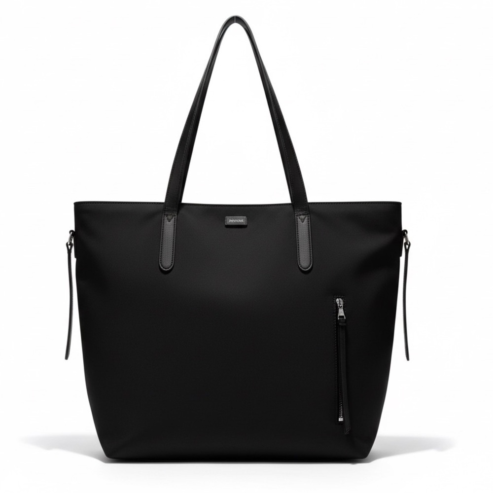 Botkier New York Black Nylon Large Tote Bag Work Laptop Shoulder Bag Zip Pocket - Picture 2 of 10